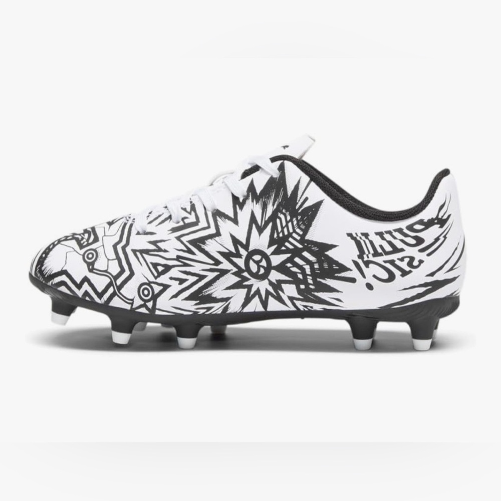 Puma x Christian Pulisic II FG/AG Kids Soccer Cleats Black & White Graphic Sz 5